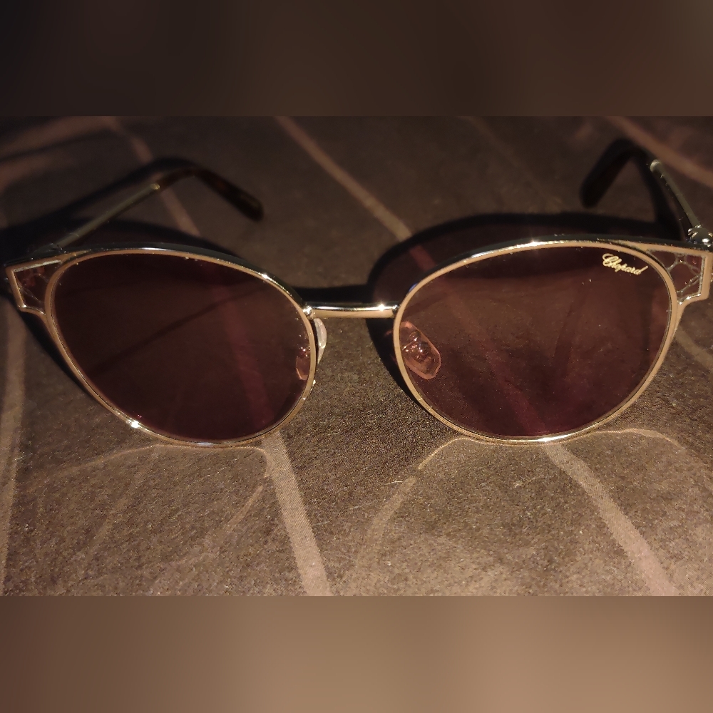 Chopard sunglasses schc21s 56/17 0594 135, gold/Havana, pink lenses